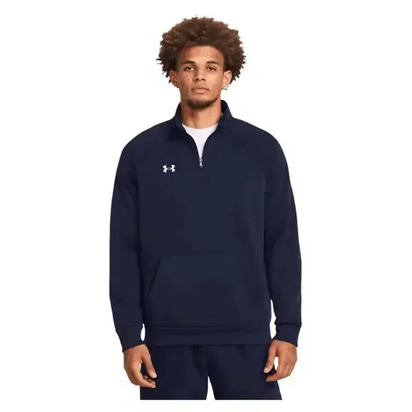 NWT Mens Under Armour Rival Fleece 1/4 Zip Pullover Front Pocket Sz 3XL NAVY - Picture 4 of 14